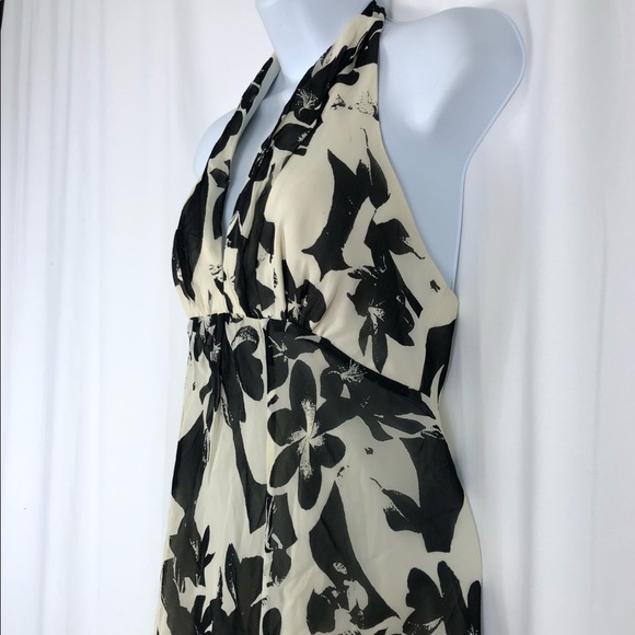 White House/Black Market Silk halter dress 2 - Picture 2 of 16